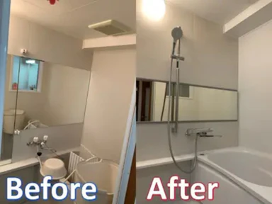 【50~100万円】ホワイトで統一されたシンプルでお洒落なバスルーム