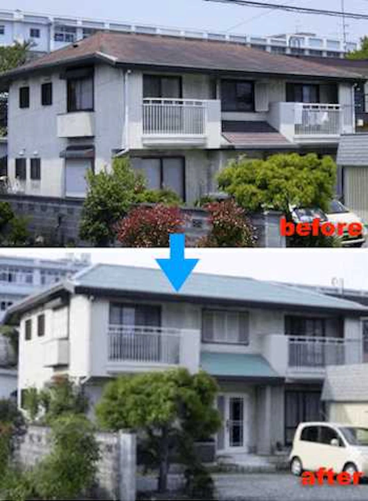 アスベスト含有のカラーベストにガルバリウム鋼板を重ね葺き