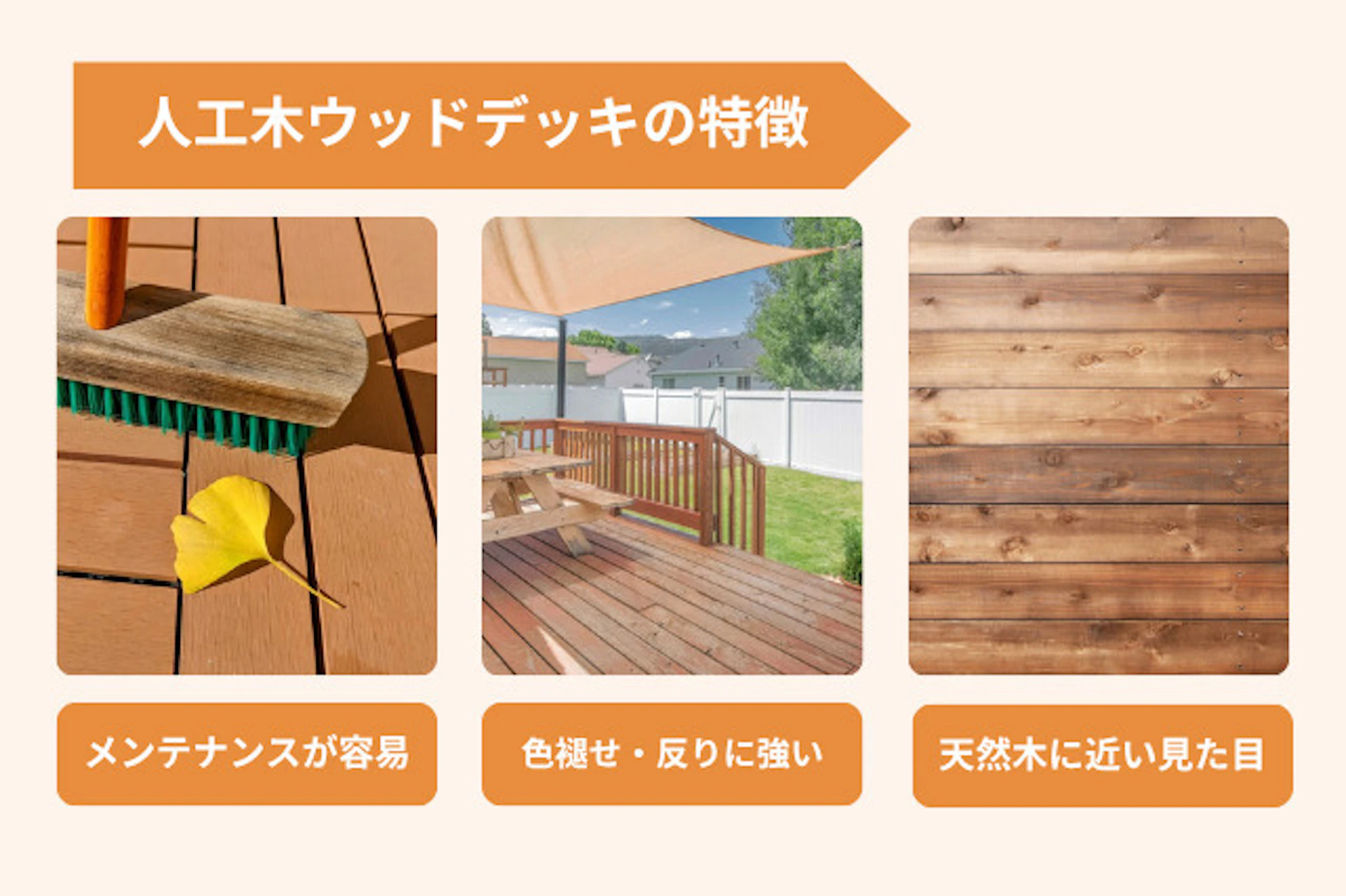 人工木ウッドデッキの特徴とメリット