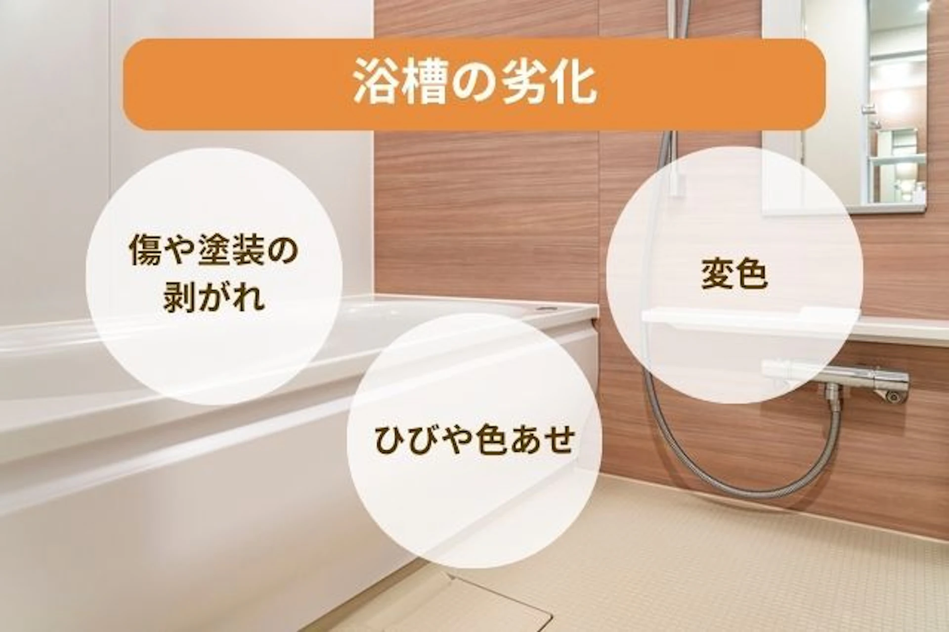 浴槽の劣化の状態 傷や塗装の剥がれ ひびや色あせ 変色