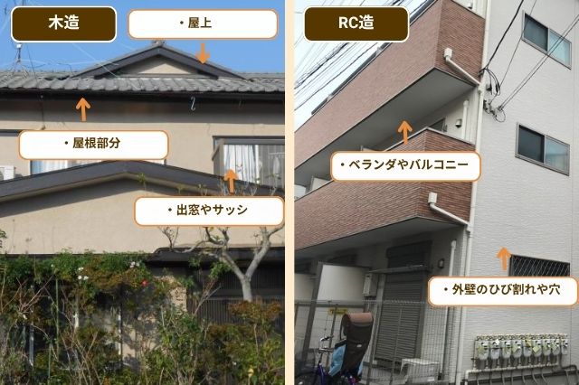 建築構造別・雨漏り原因