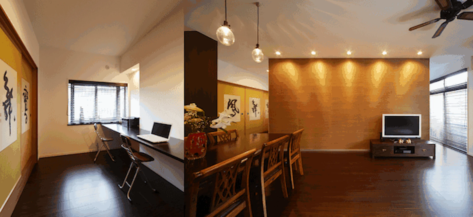 ⑤間取り変更で、LDKと一続きの空間に書斎も設置