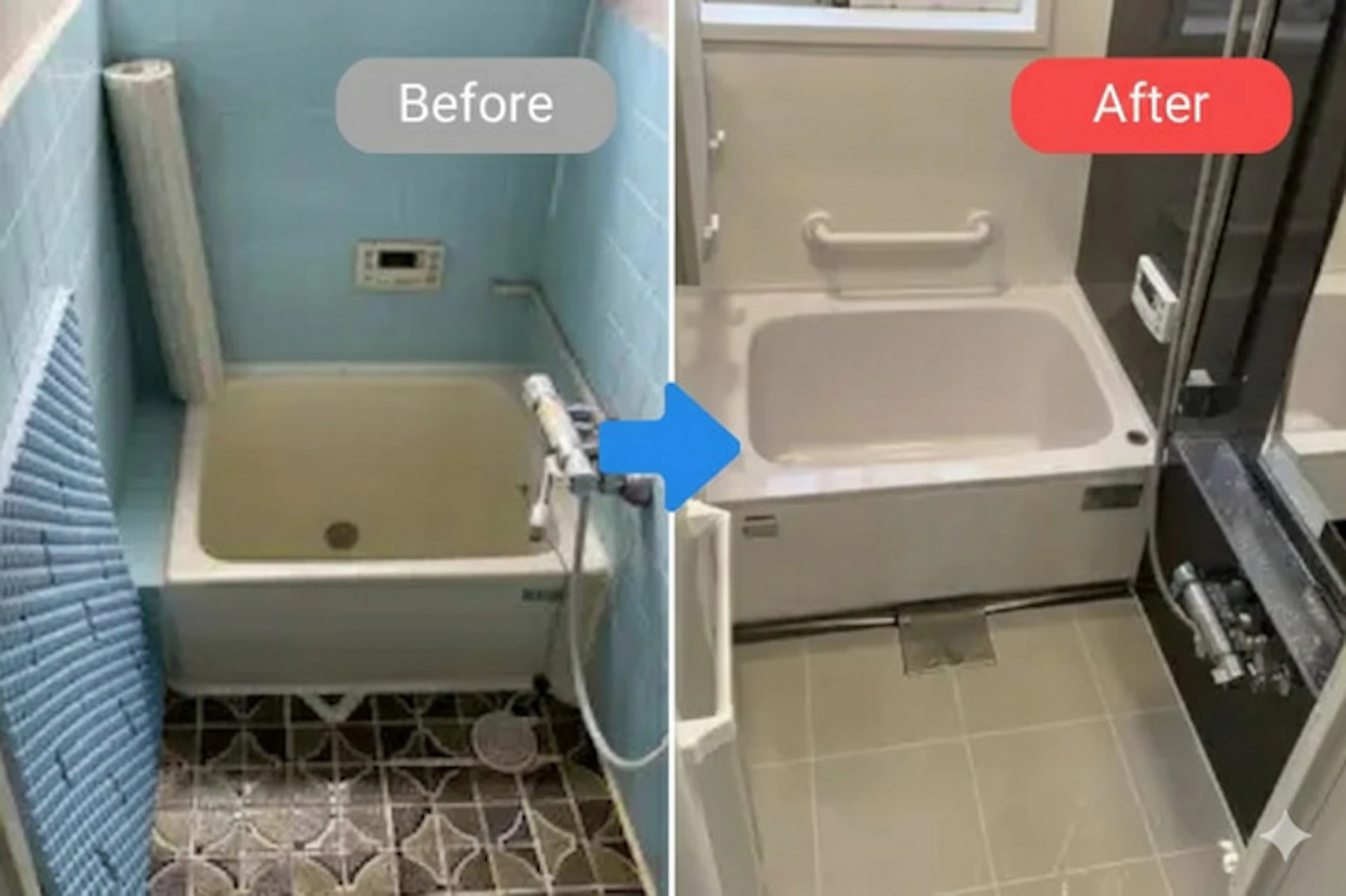 タカラスタンダード『エメロード』設置＆ガス給湯器交換bedoreafter