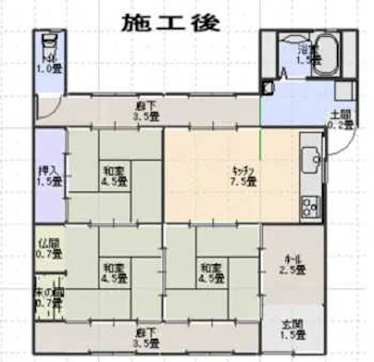 スケルトンリフォーム施工後の間取り図