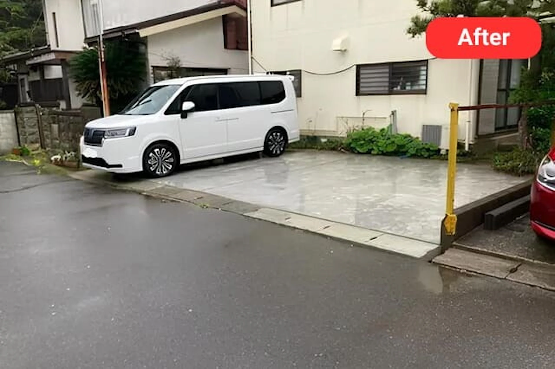 株式会社ハウジング重兵衛の事例 土間コンクリートで水はけ◎の駐車場所 施工後