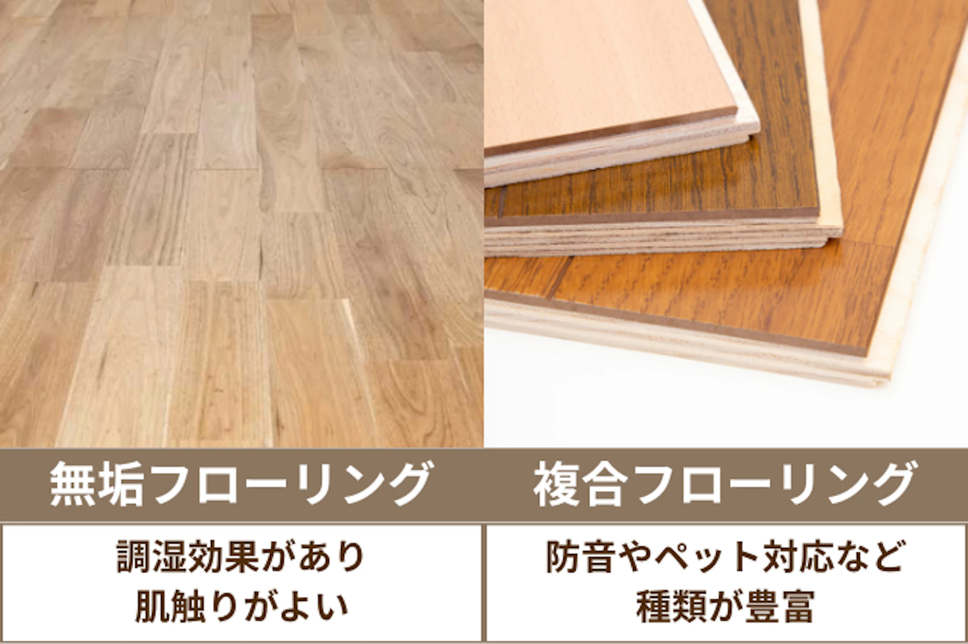 無垢フローリングと複合フローリングの違い