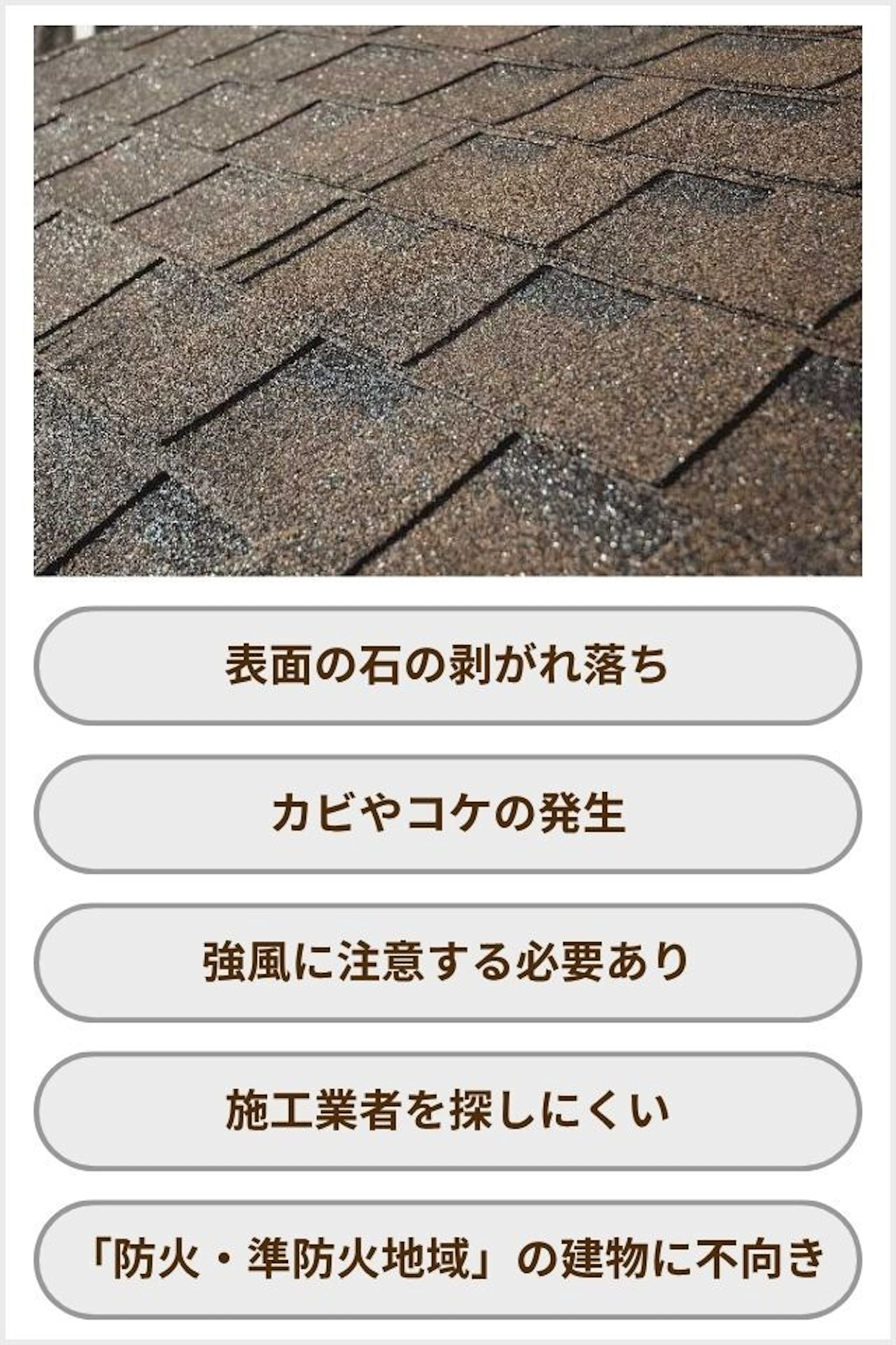 アスファルトシングル屋根のデメリット