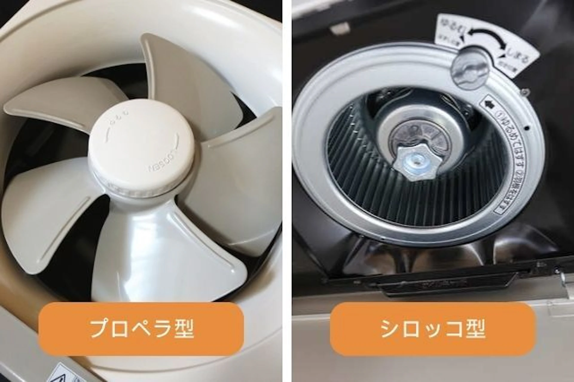 浴室換気扇の種類 プロペラ型 シロッコ型