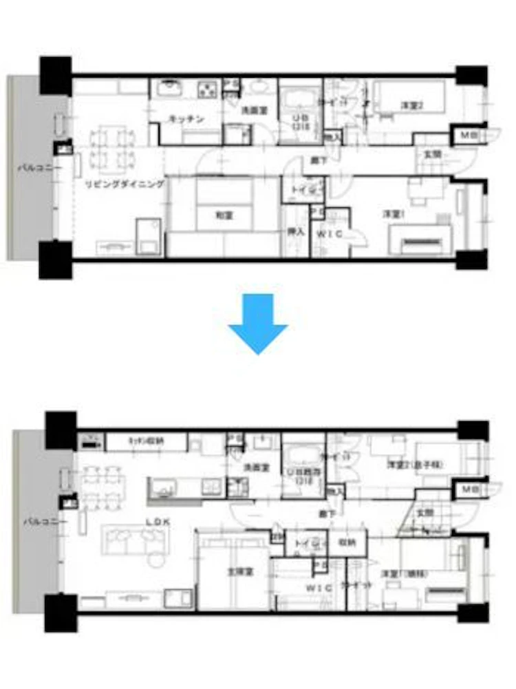 ご家族の生活スタイルに適した間取りに変更