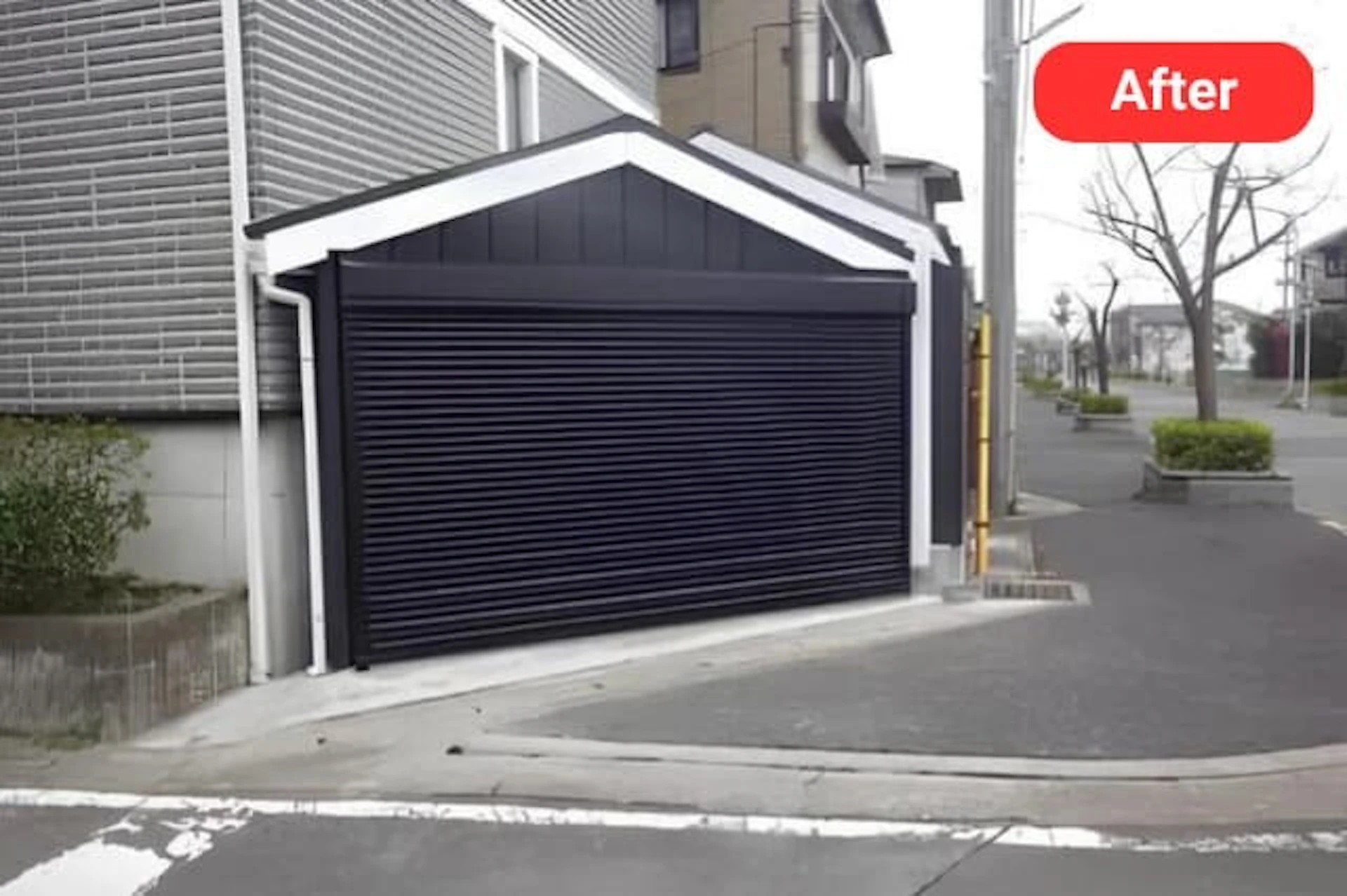 事例2 ガレージの拡張に伴い電動シャッターを設置