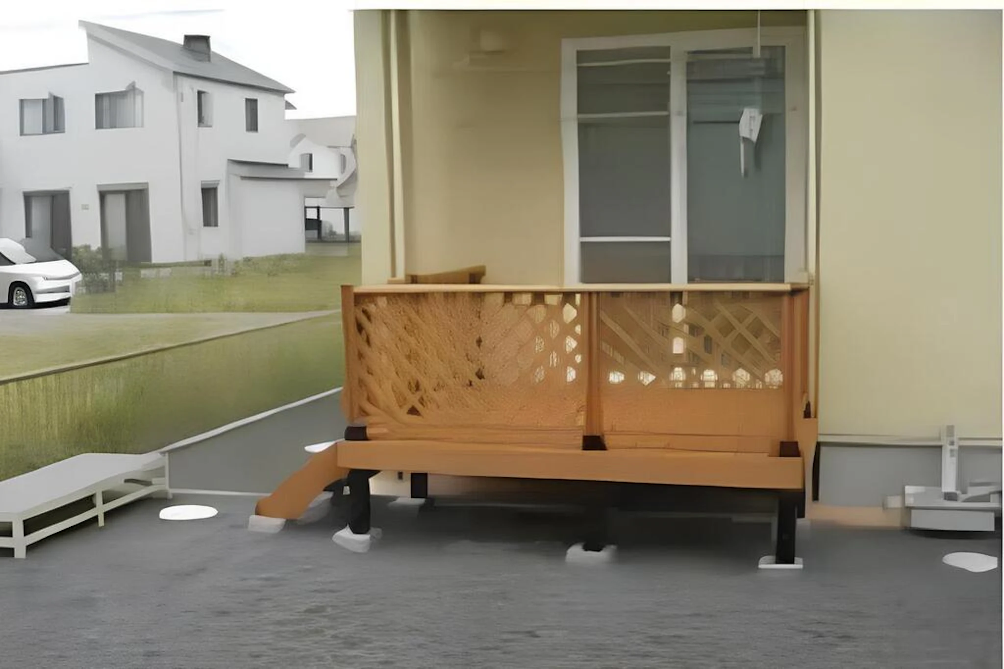 事例1 メンテナンスしやすいウッドデッキの設置