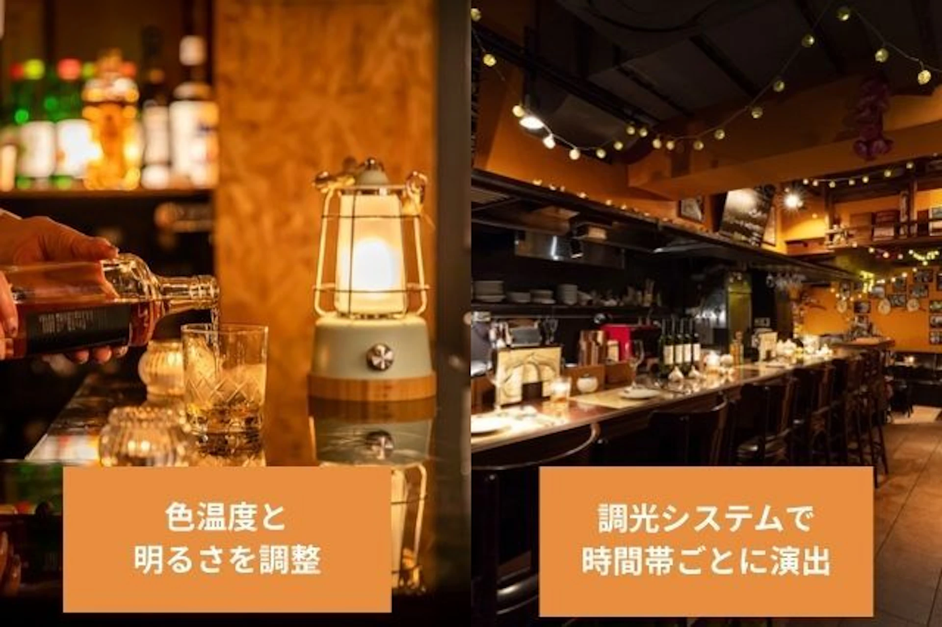 ターゲット層の心理をつかむ照明と空間設計 色温度と明るさを調整 調光システムで 時間帯ごとに演出