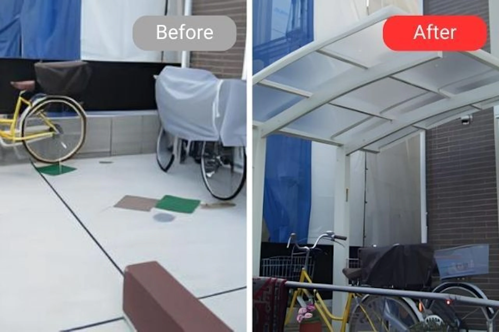 事例1: サイクルポート設置で自転車を雨から守る