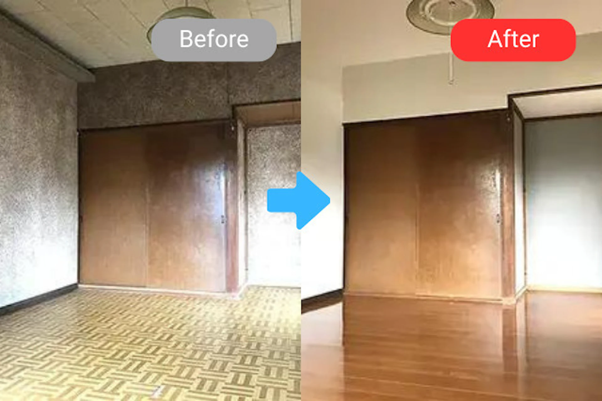 劣化した砂壁と床をリフォーム