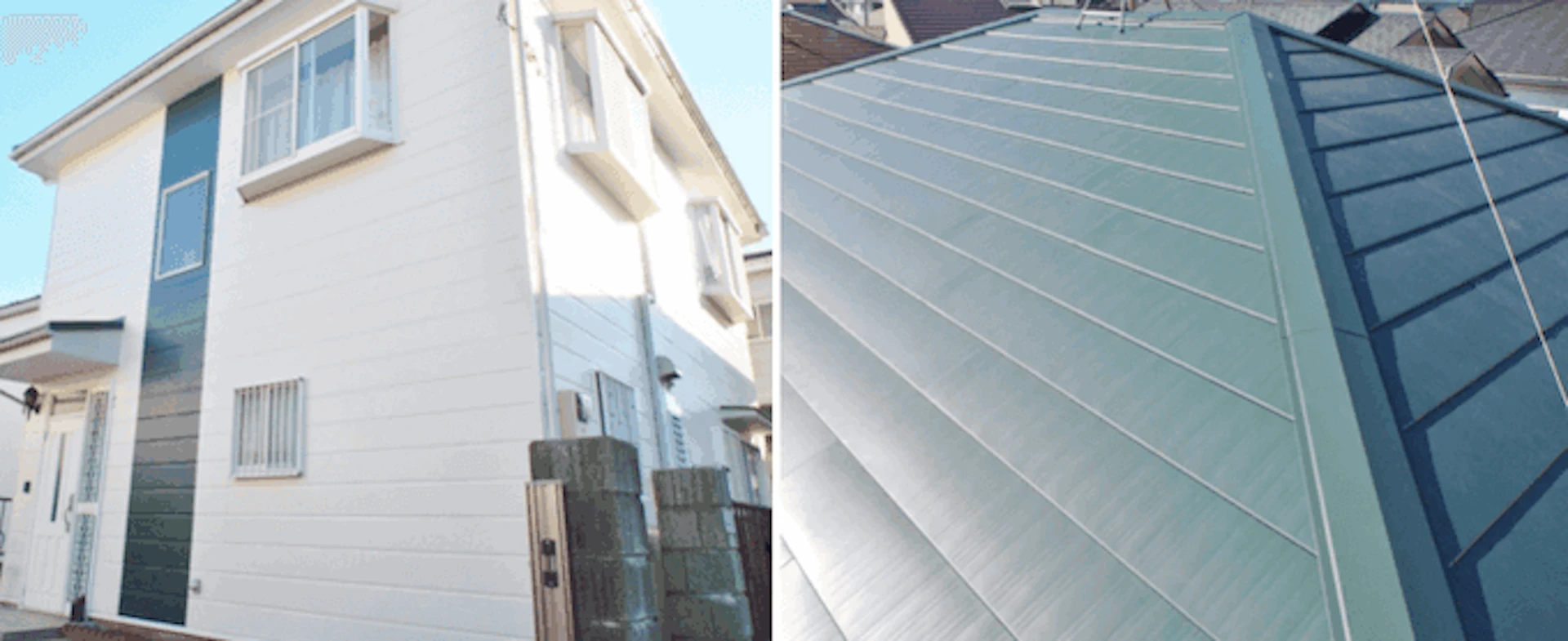 白い外壁の住居とグレーの屋根