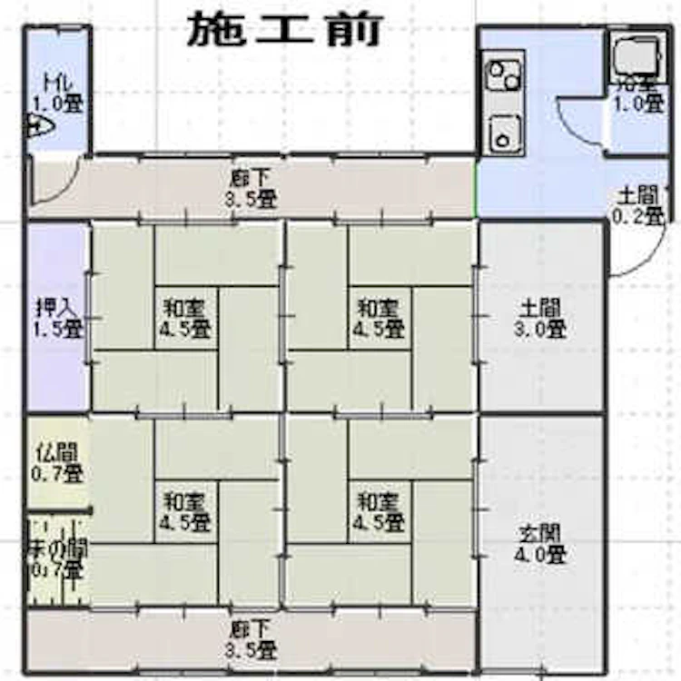 スケルトンリフォーム施工前の間取り図