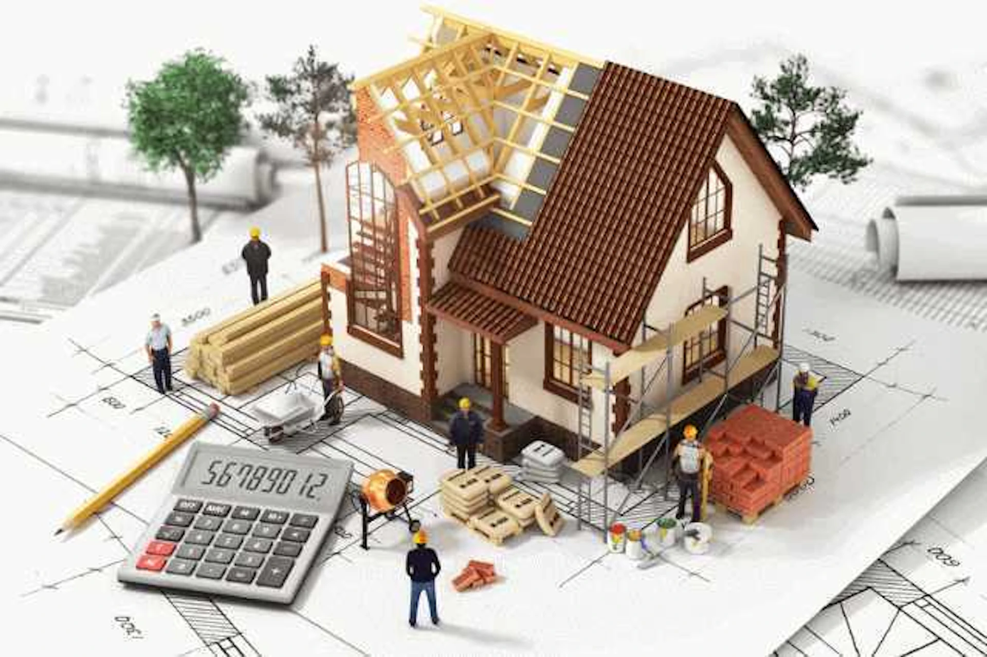住宅模型と設計図