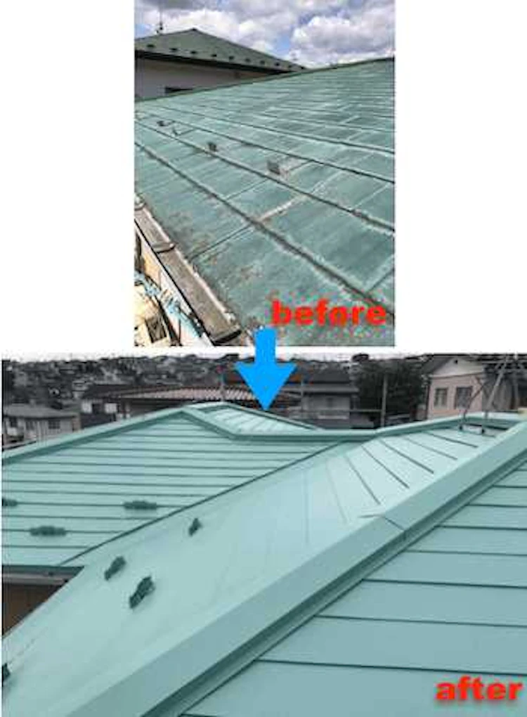 アスベスト含有のコロニアル屋根をカバー工法リフォーム