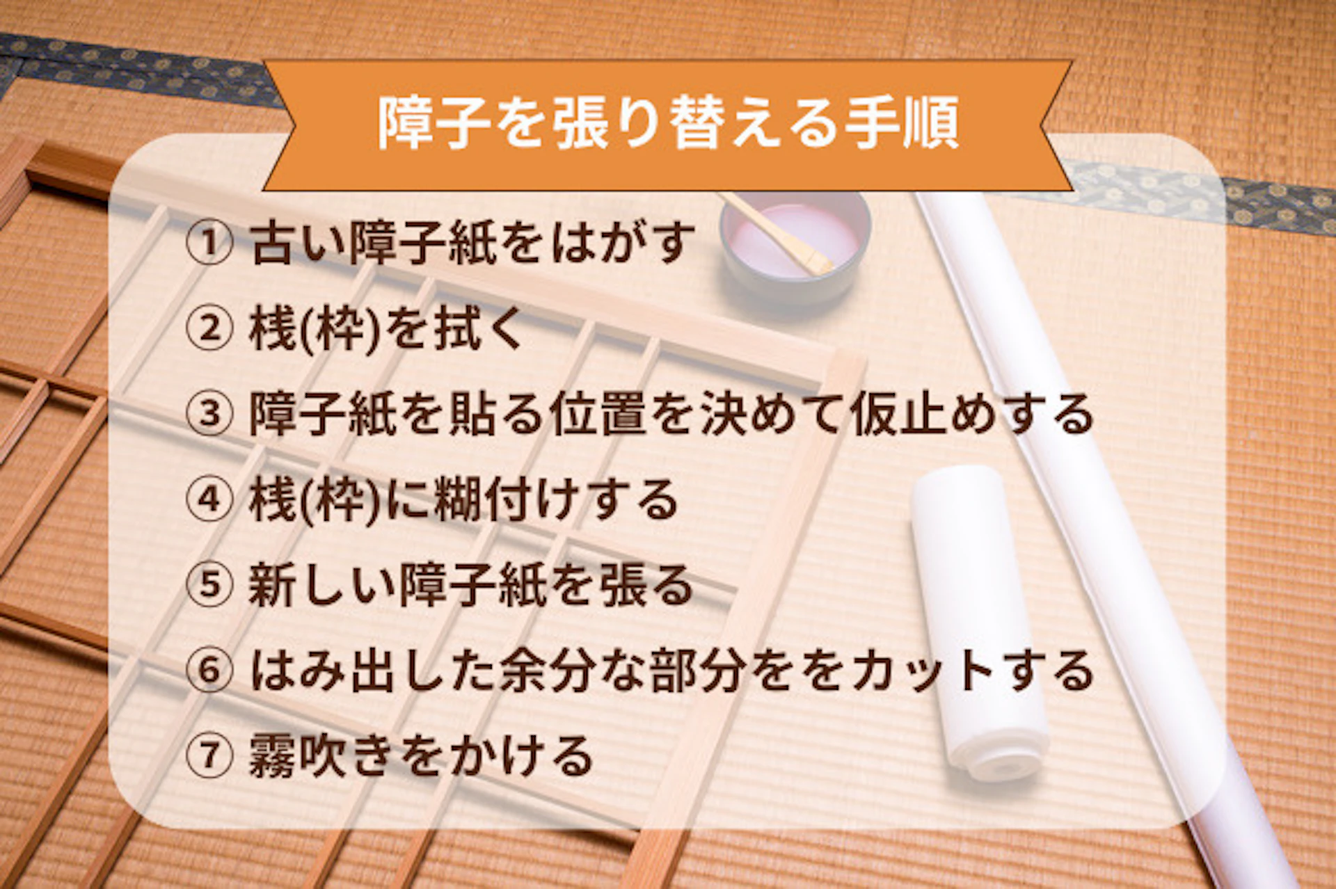 障子を張り替える手順・方法