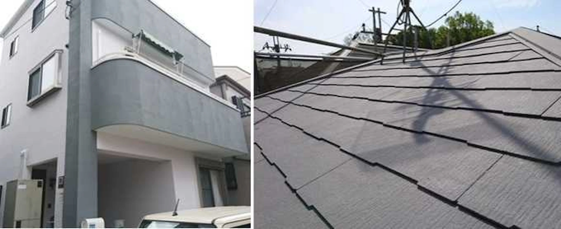 グレーの壁面と屋根の画像