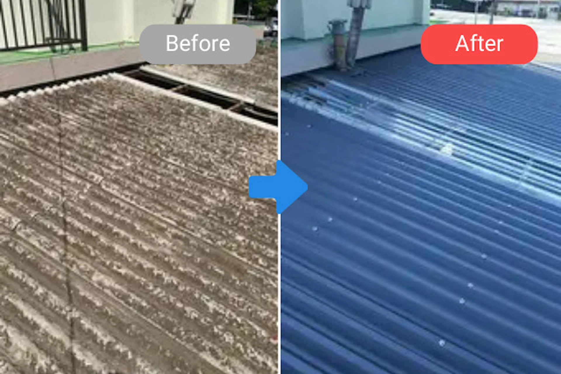 ガルバリウム鋼板屋根のリフォーム事例before/after②