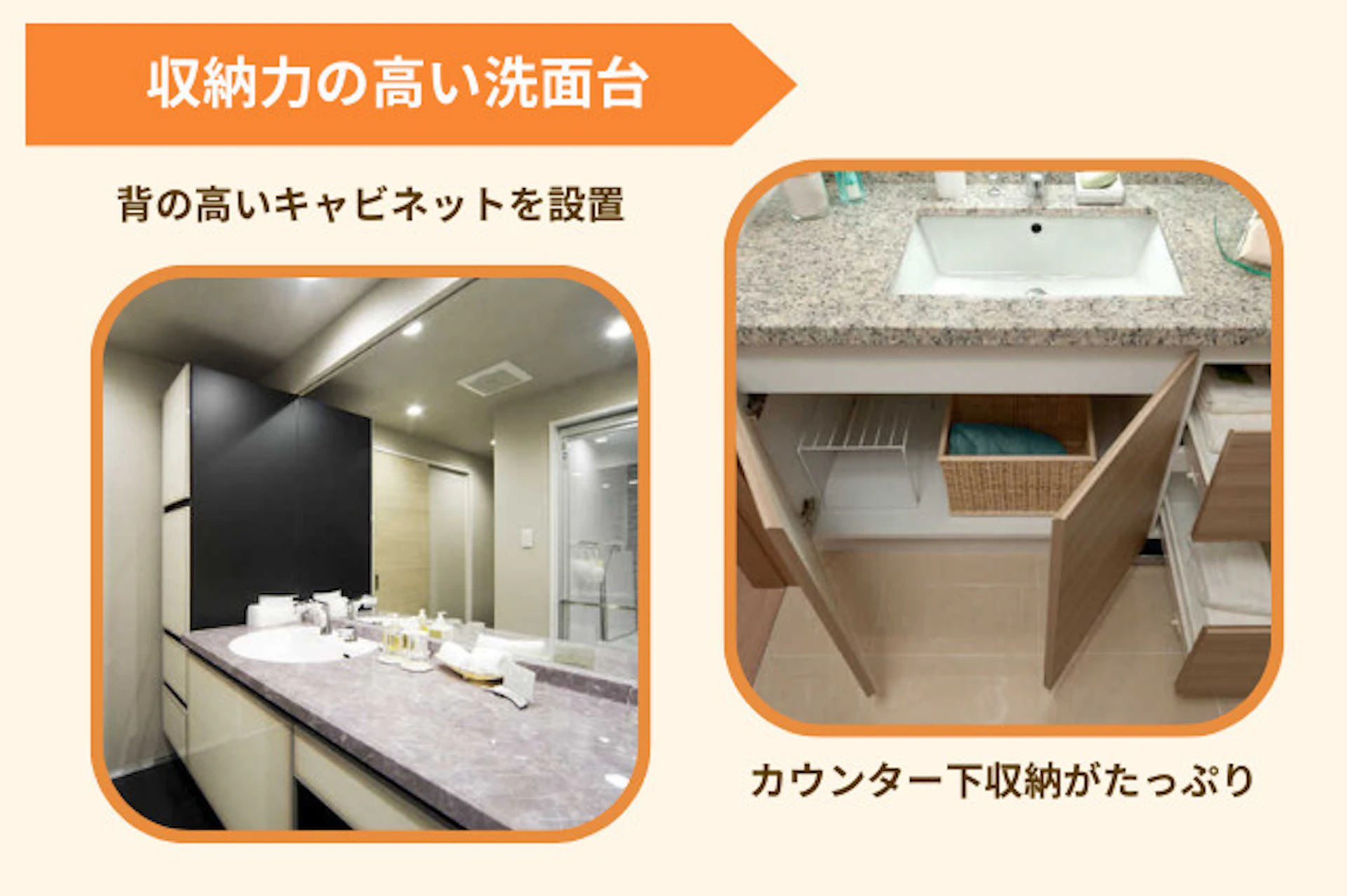 【失敗例③】広めの洗面台にしたら収納スペースがなくなった！