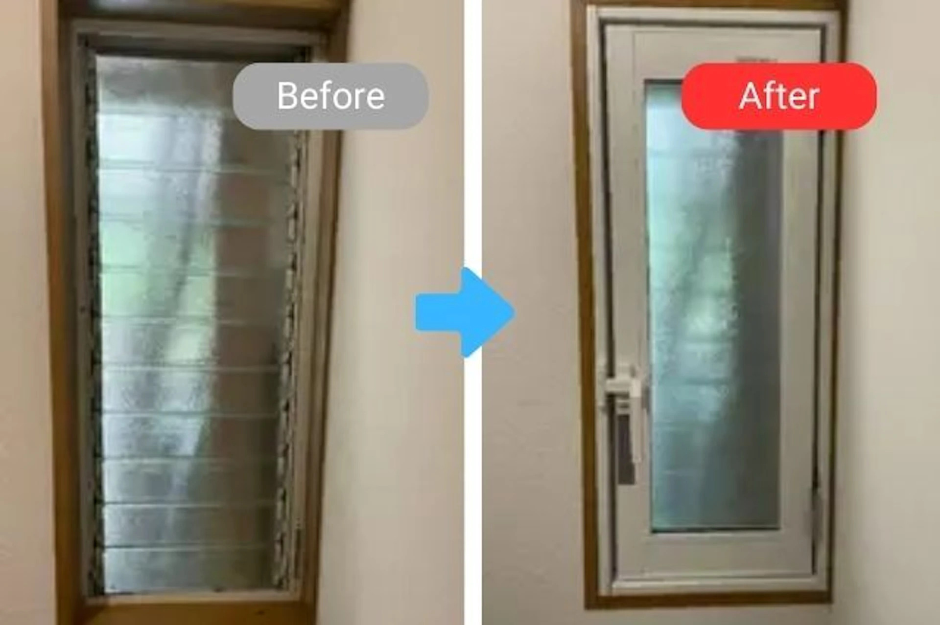 事例3 ルーバー窓でお風呂の断熱性・防犯性を高めたリフォーム