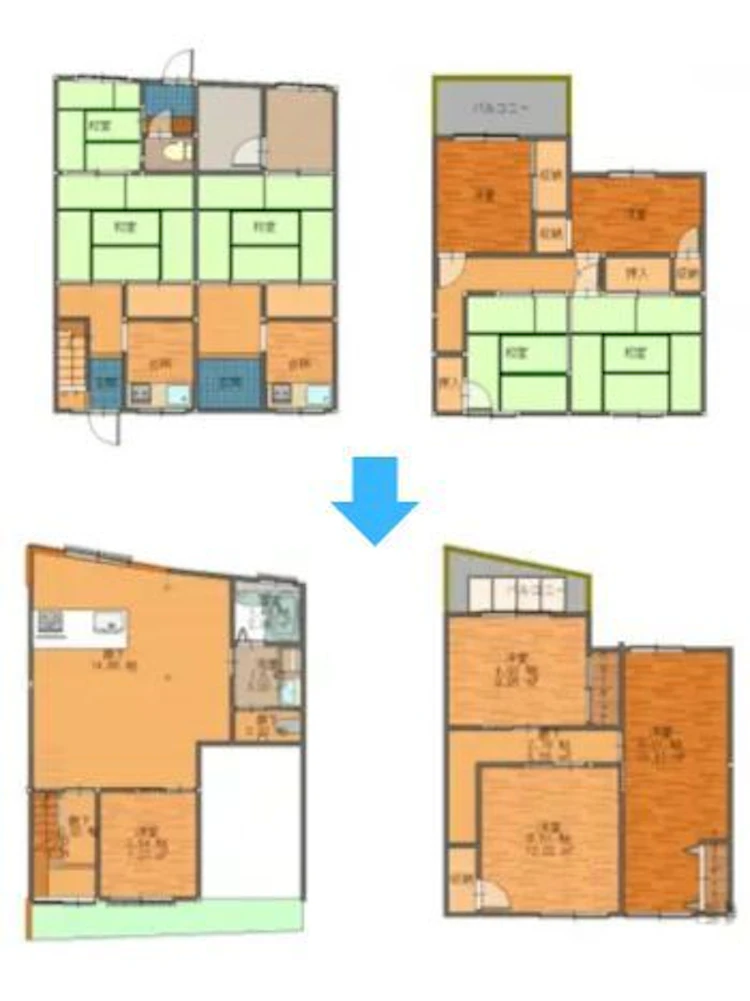 全面を改装・効率的な間取りに変更