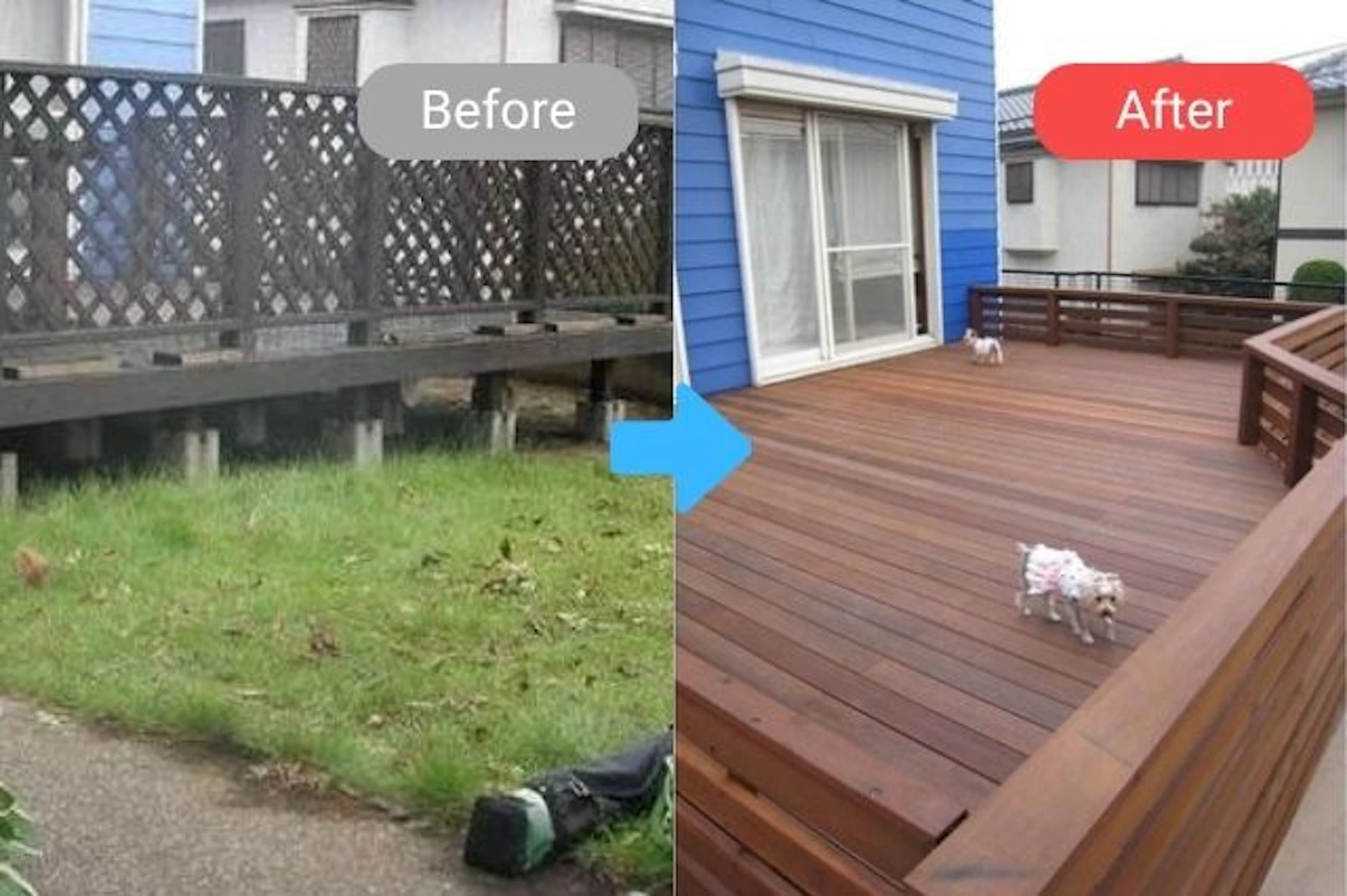 事例5 愛犬の足に優しいウッドデッキ