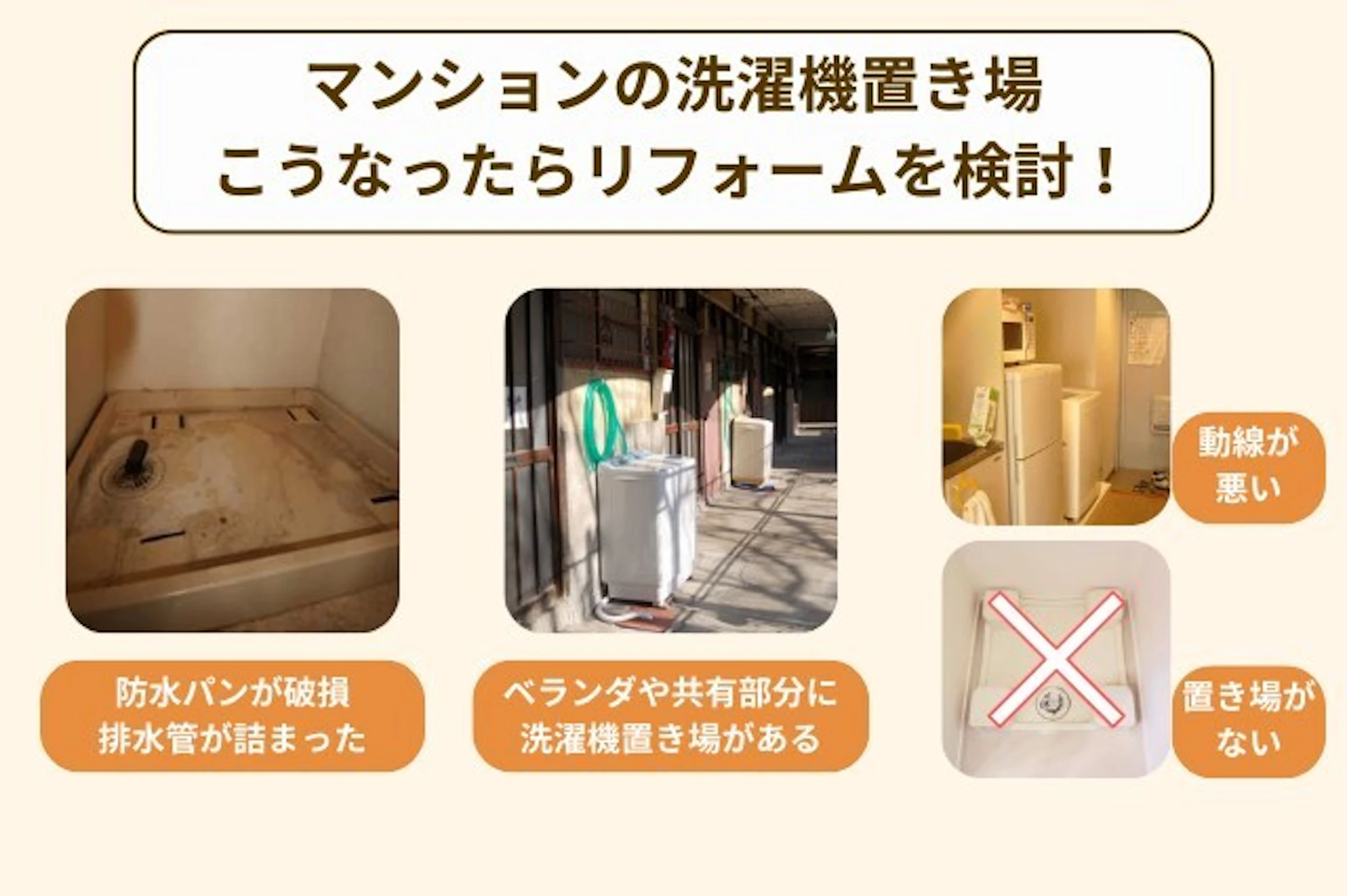 マンションの洗濯機置き場リフォームが必要なとき