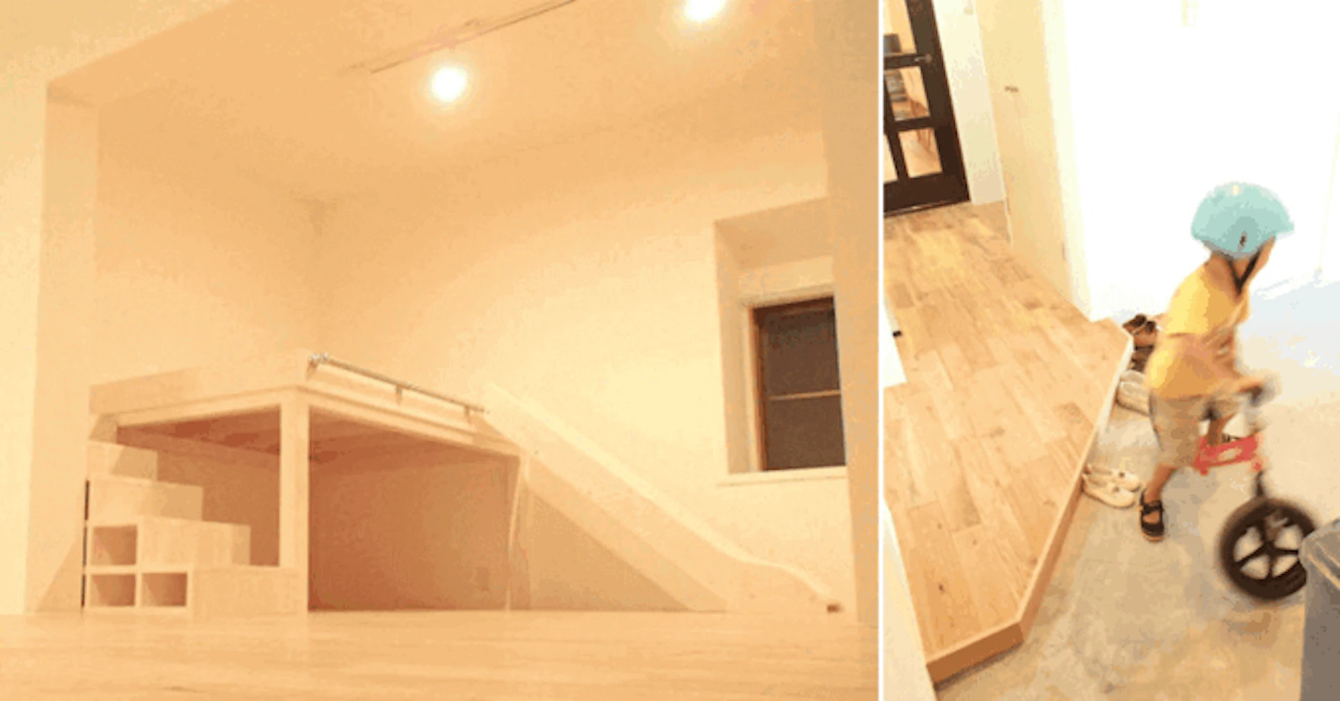 すべり台付きロフトや遊べる土間を設置