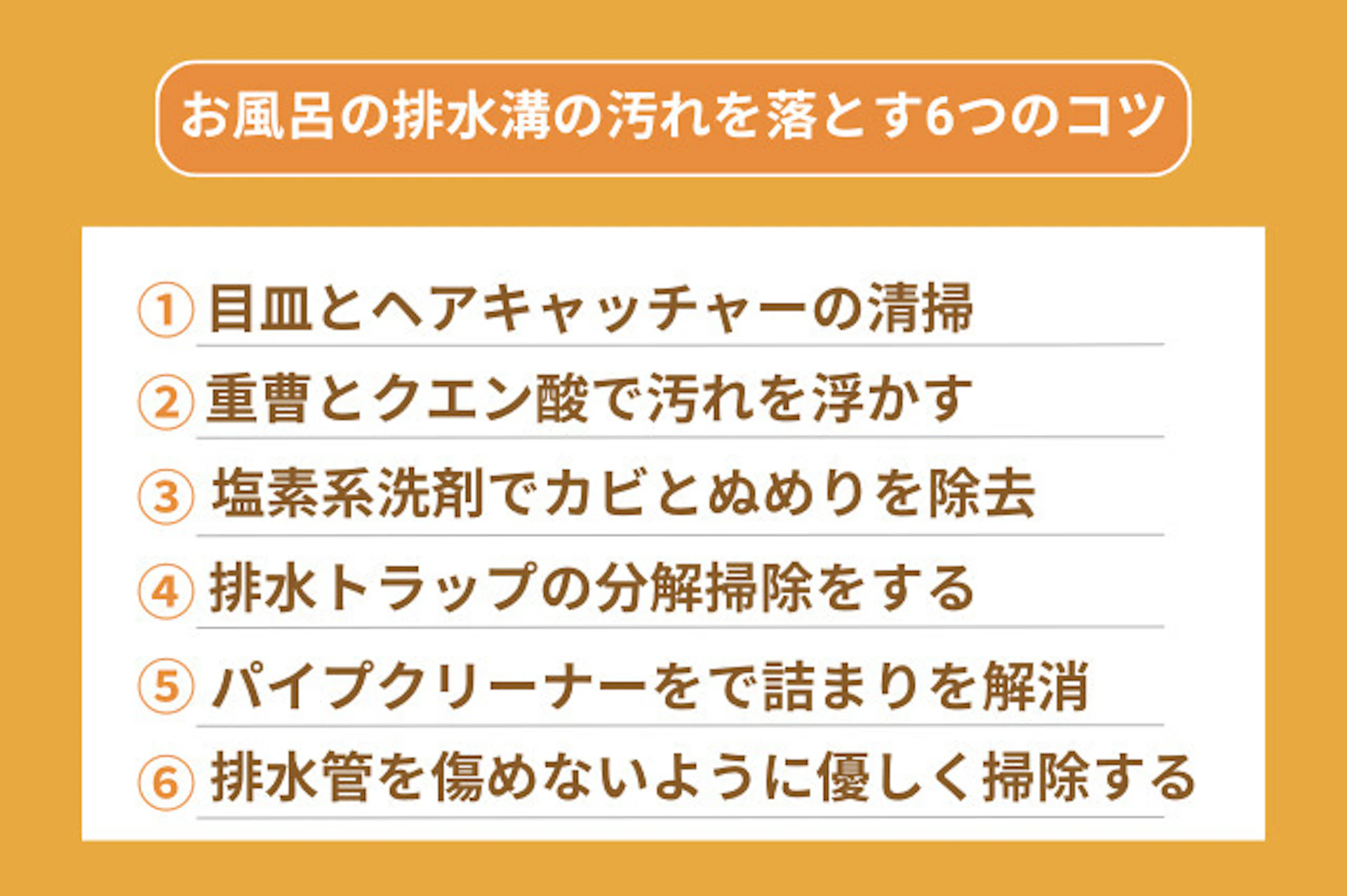 お風呂の排水口(排水溝)の汚れを徹底的に落とす6つのコツ