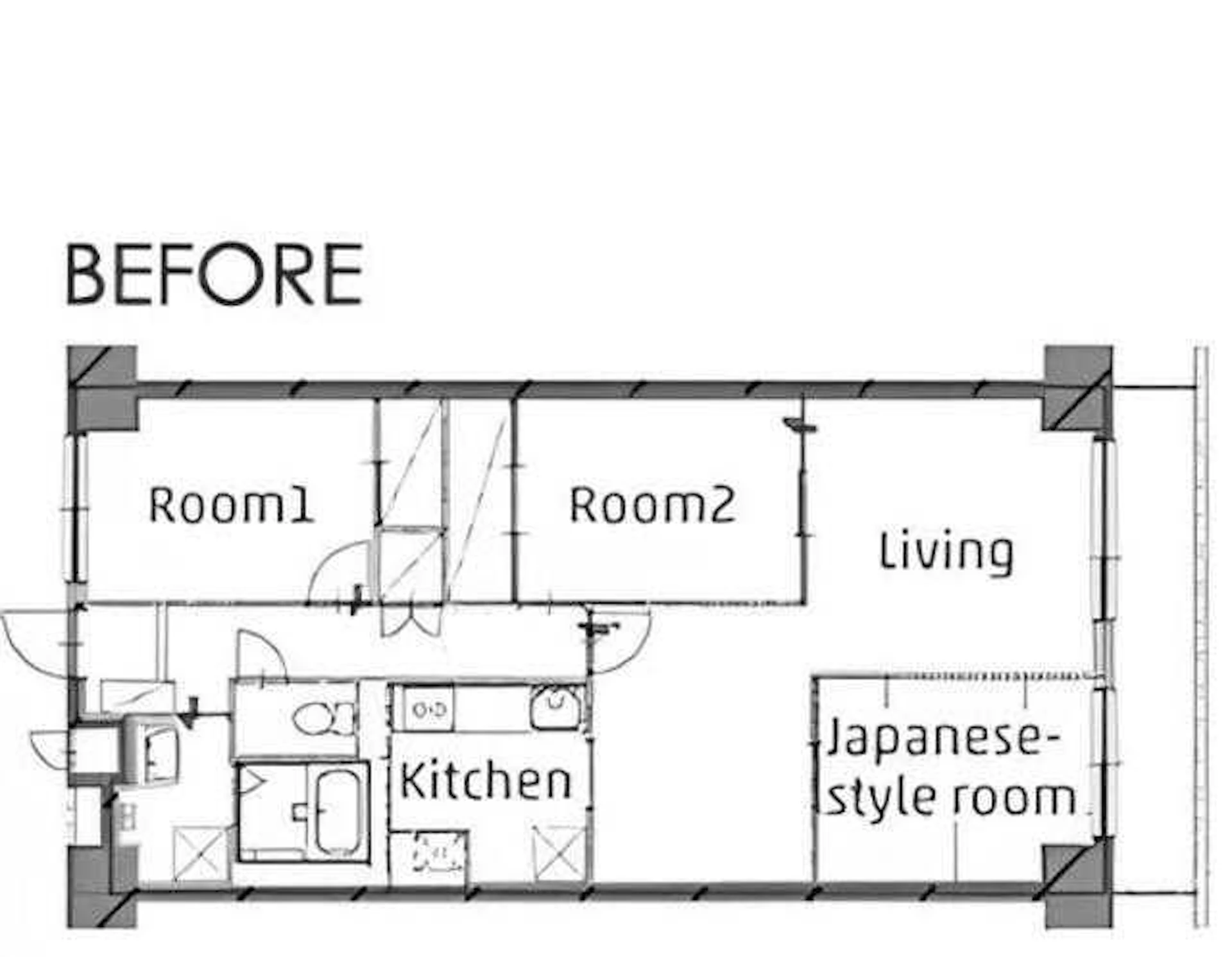 スケルトンリフォーム施工前の間取り図