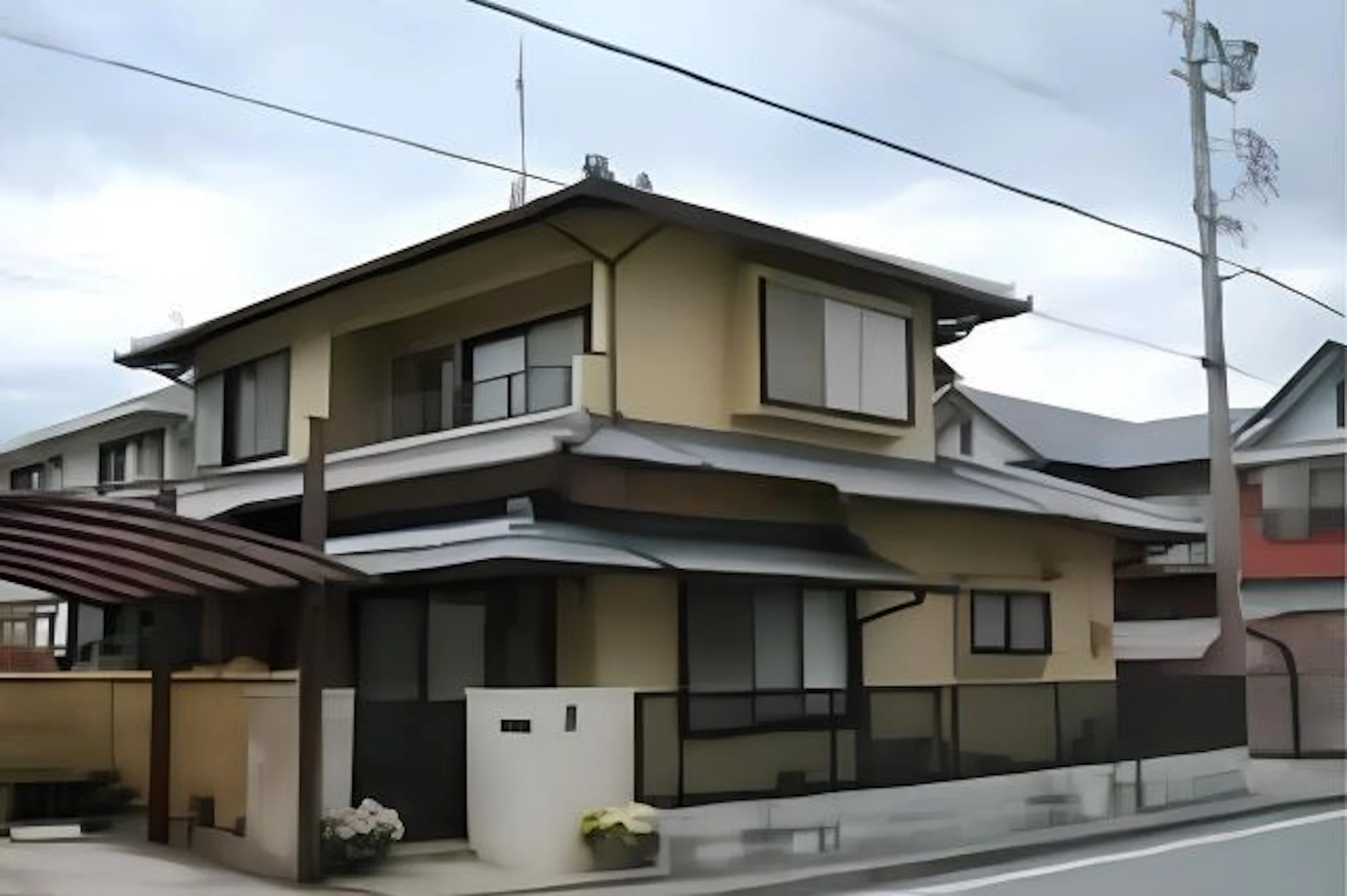 事例2:化粧垂木とモルタルの塗装工事