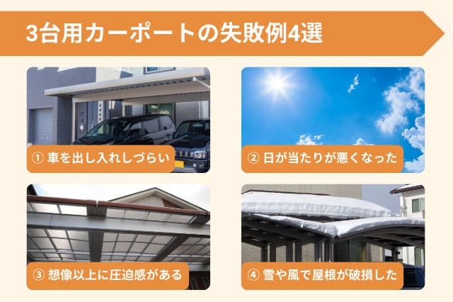3台用カーポート設置時の失敗例4選！後悔しないための対策は 