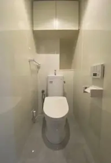 全面パネル張りのトイレ