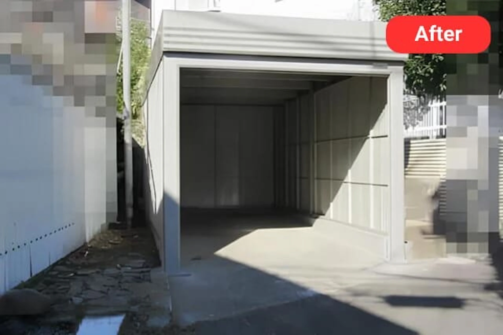 事例1 老朽化したガレージをシャッター付きのガレージに交換