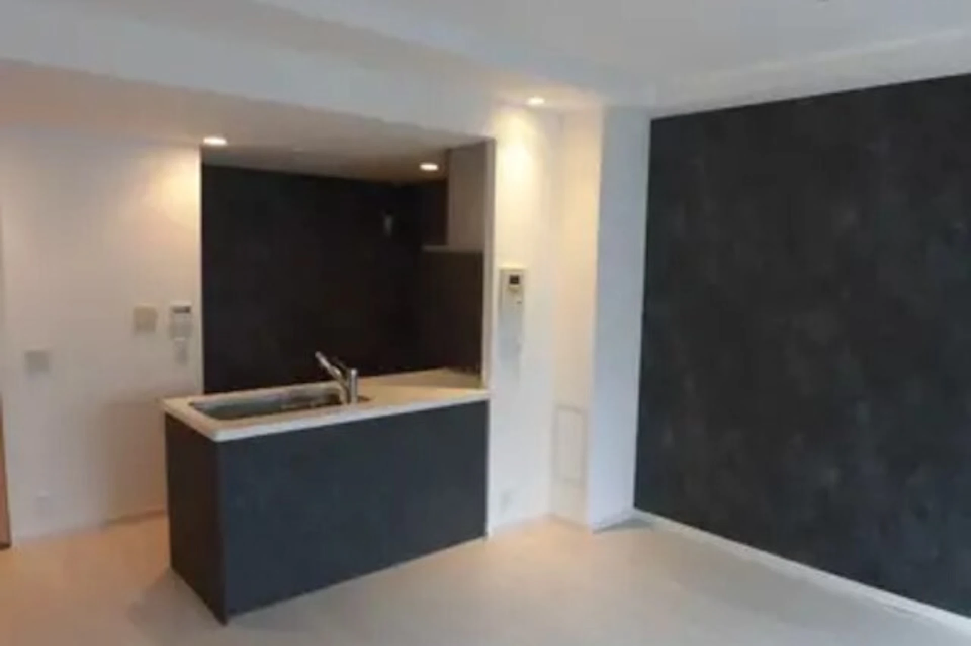 キッチンと壁を高級感のあるブラックで統一