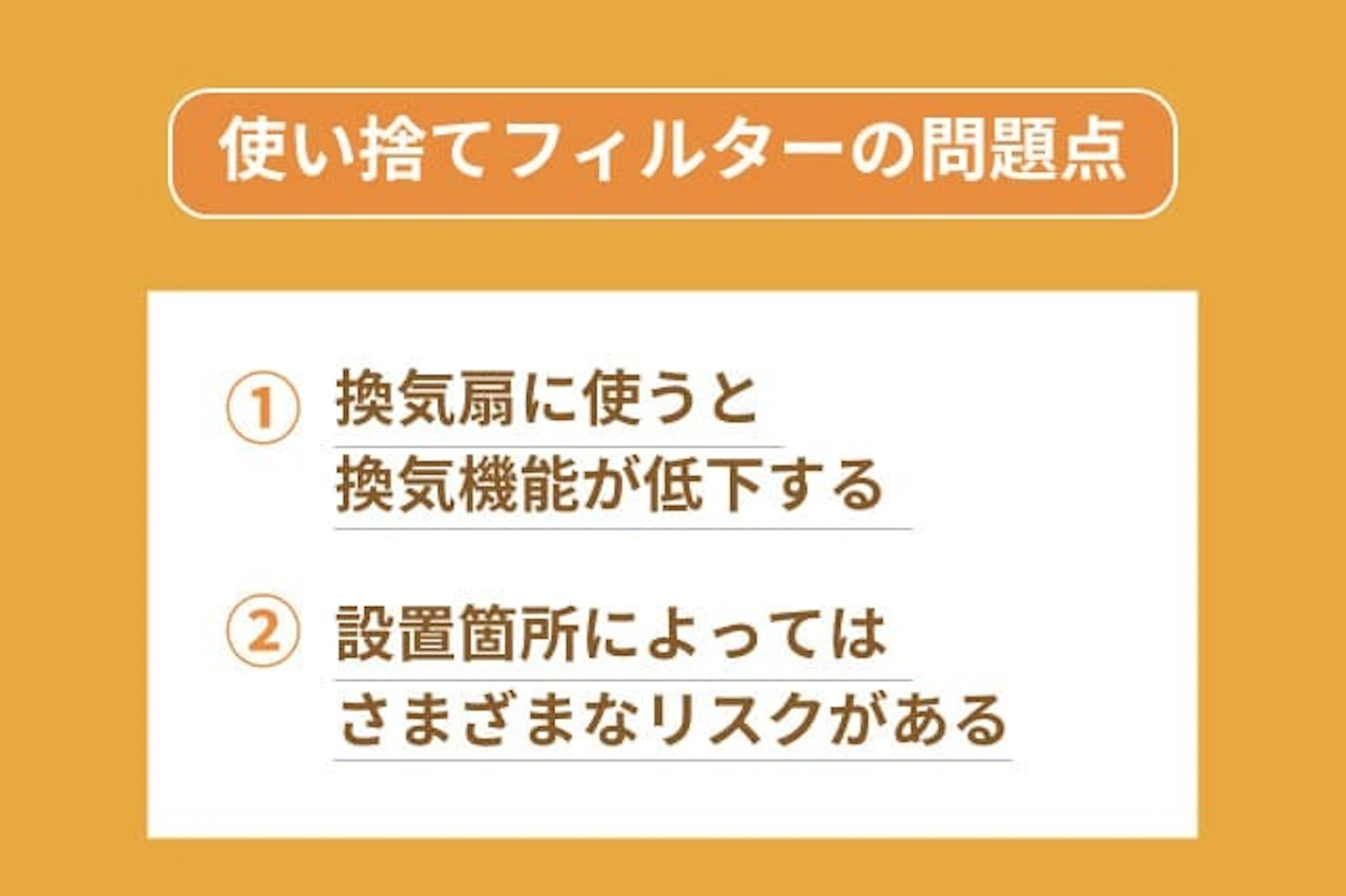使い捨てフィルターをつけると換気効率は下がるかも？