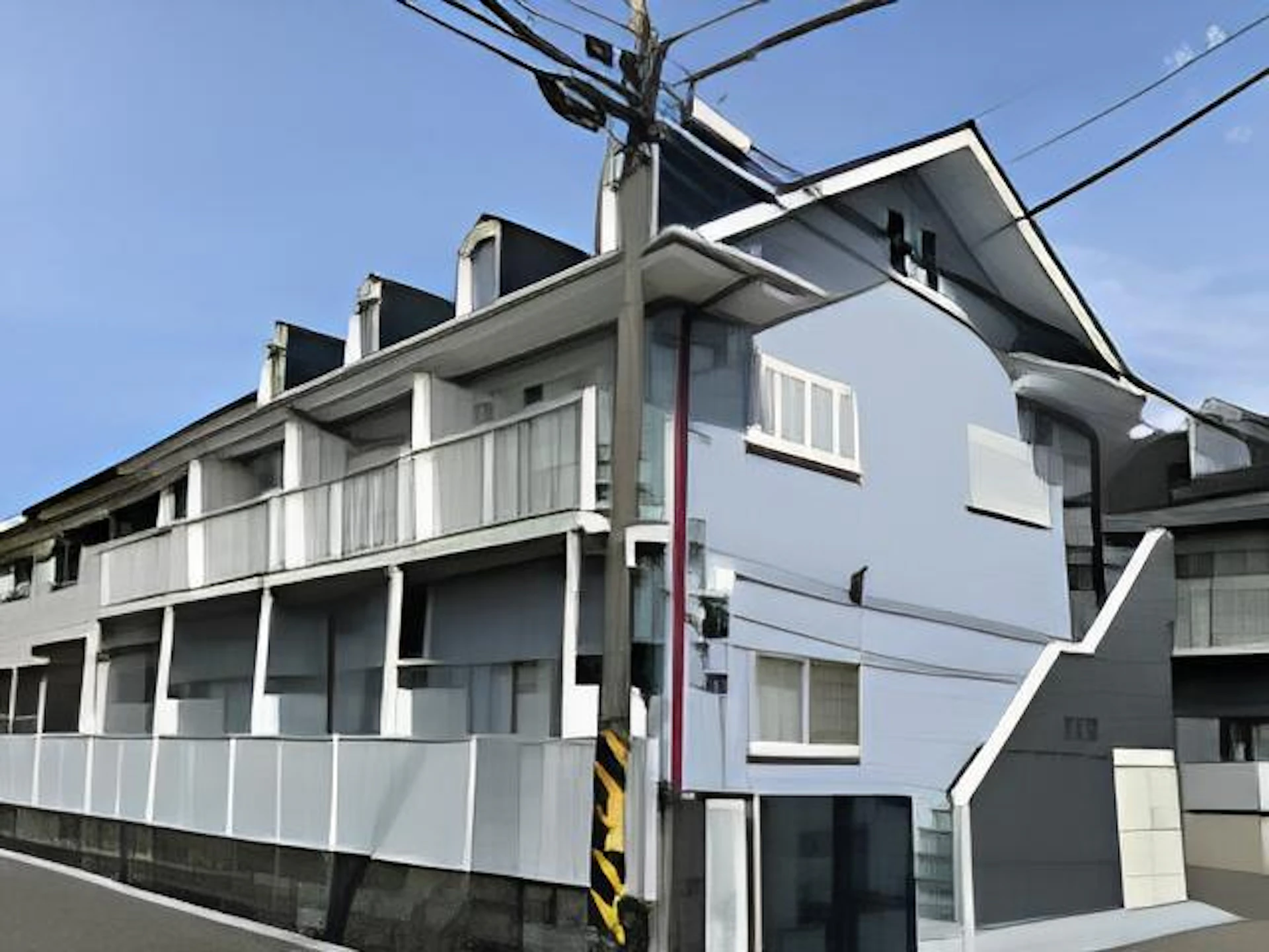 青を基調としたさわやかな外観に仕上げたリフォーム後の写真