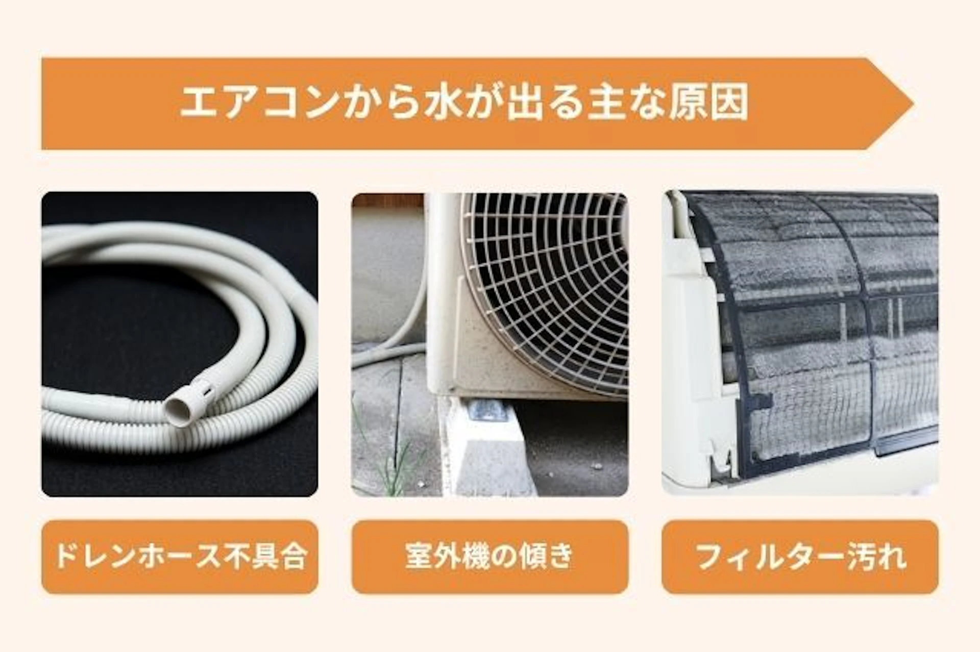 エアコンから水が出る原因と対処法