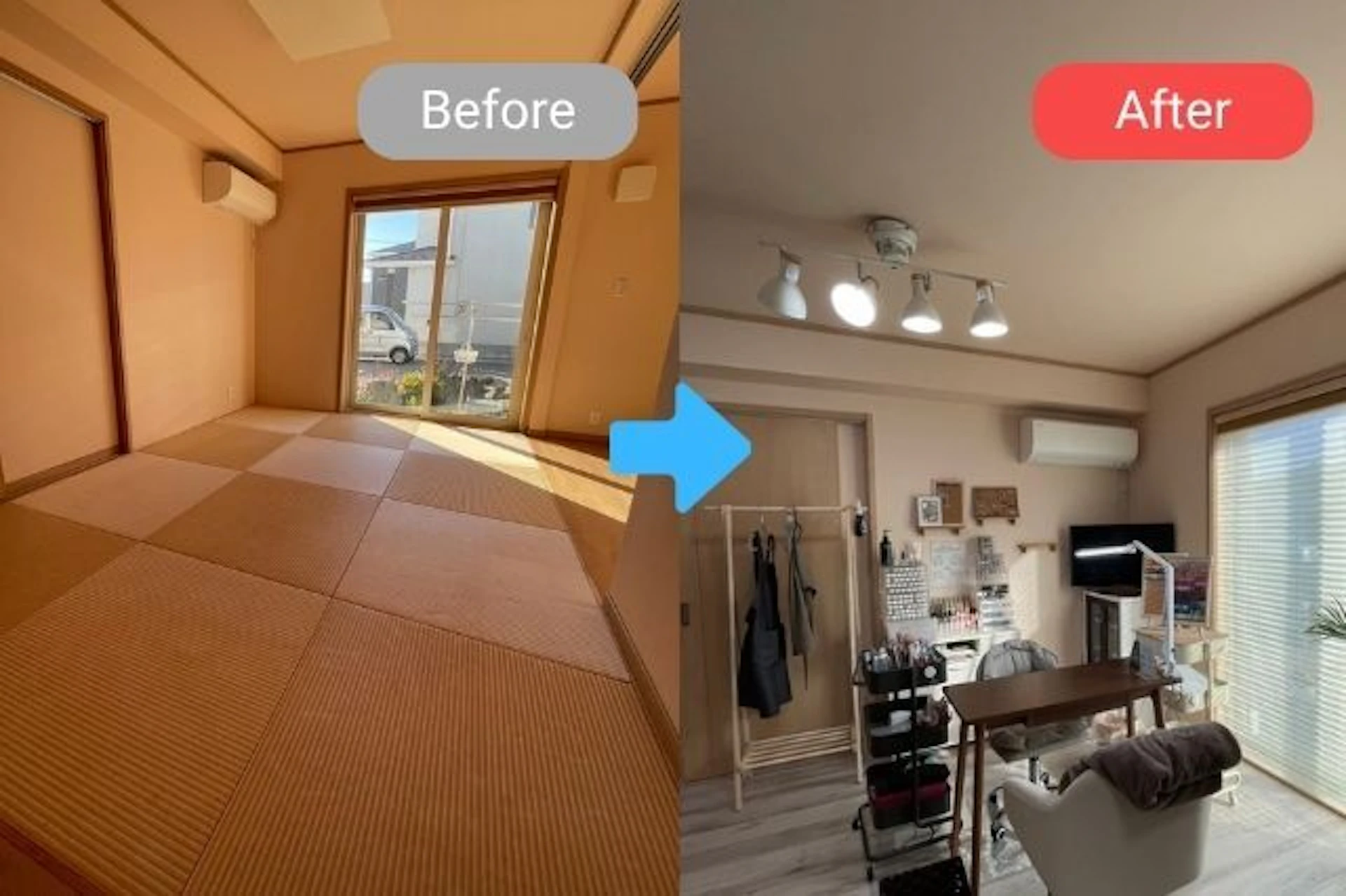 事例3：フローリングで機能性UP！和の空間を一新した自宅サロンリフォーム