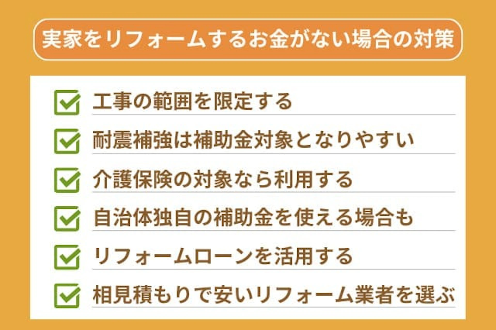 実家をリフォームするお金がない場合の対策