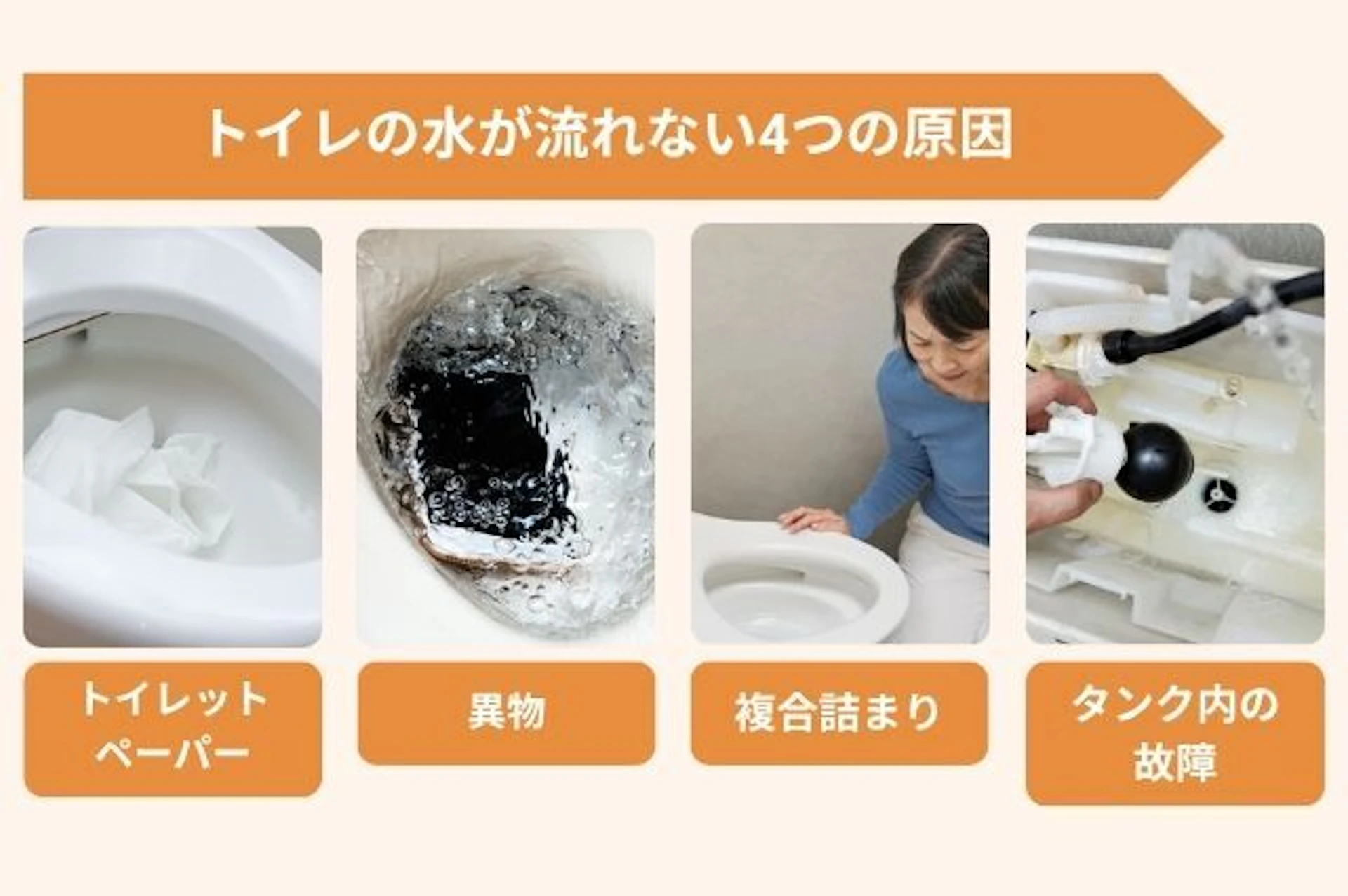 トイレの水が流れない主な原因