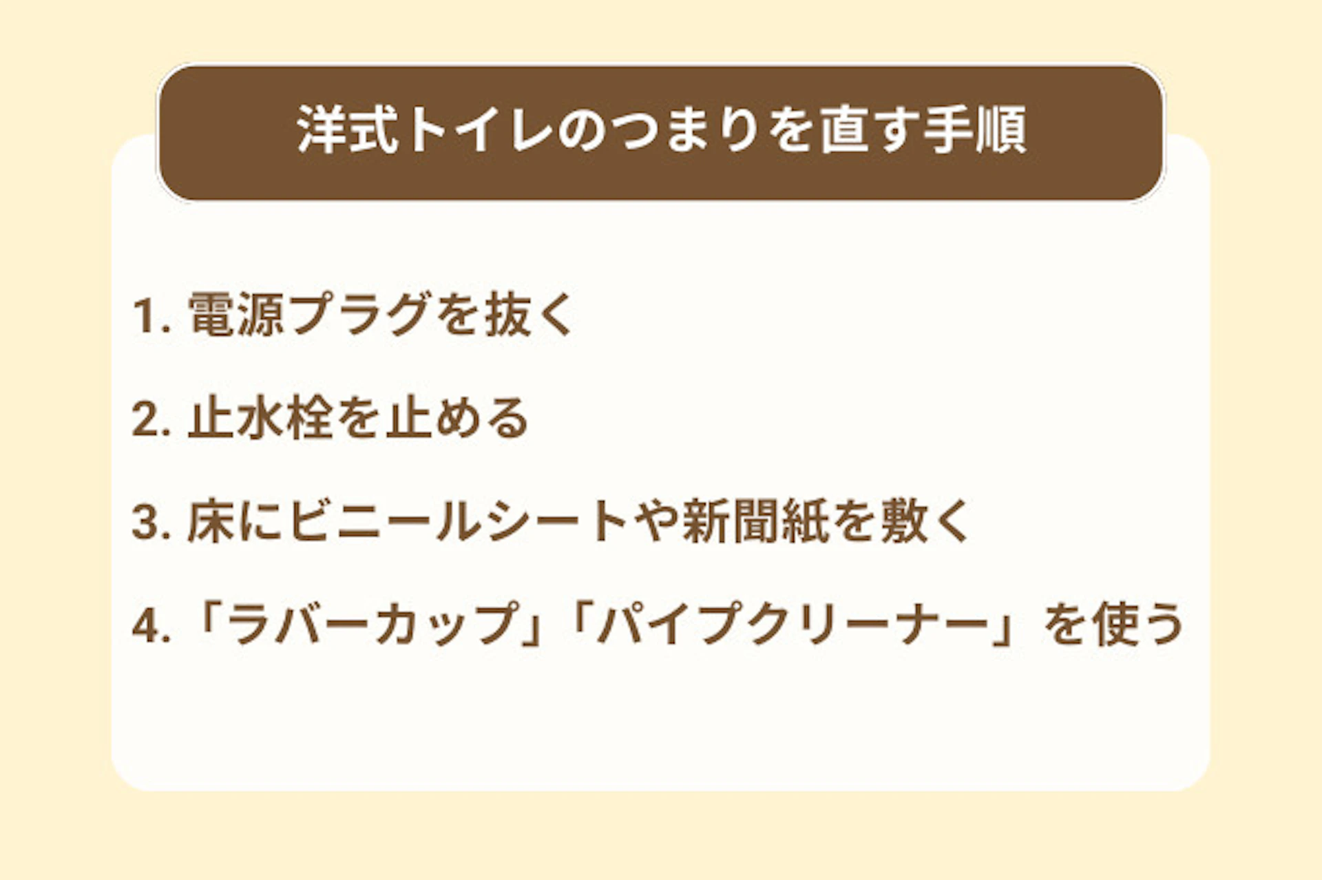 自分で洋式トイレのつまりを直す手順