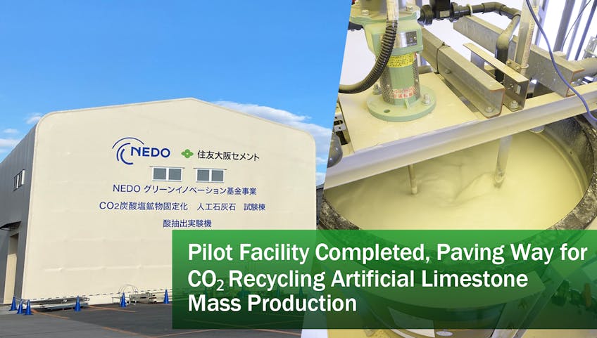 Pilot Facility Completed, Paving Way for CO2 Recycling Artificial Limestone Mass Production