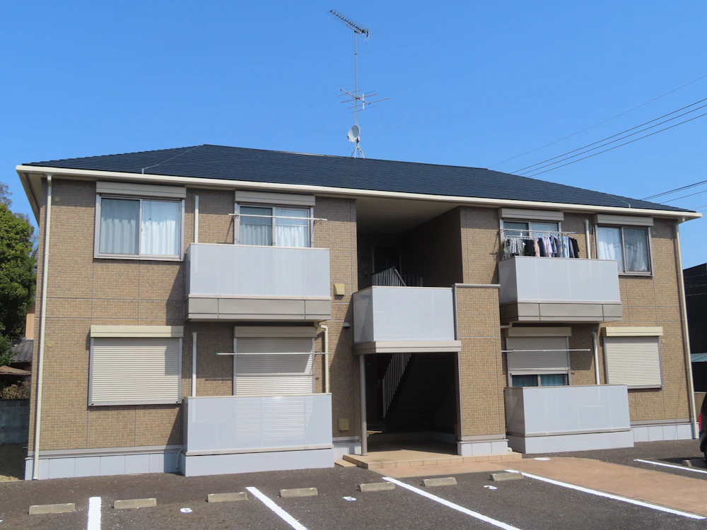 土浦市 パナホームのアパートの屋根・外壁クリア塗装 施工後