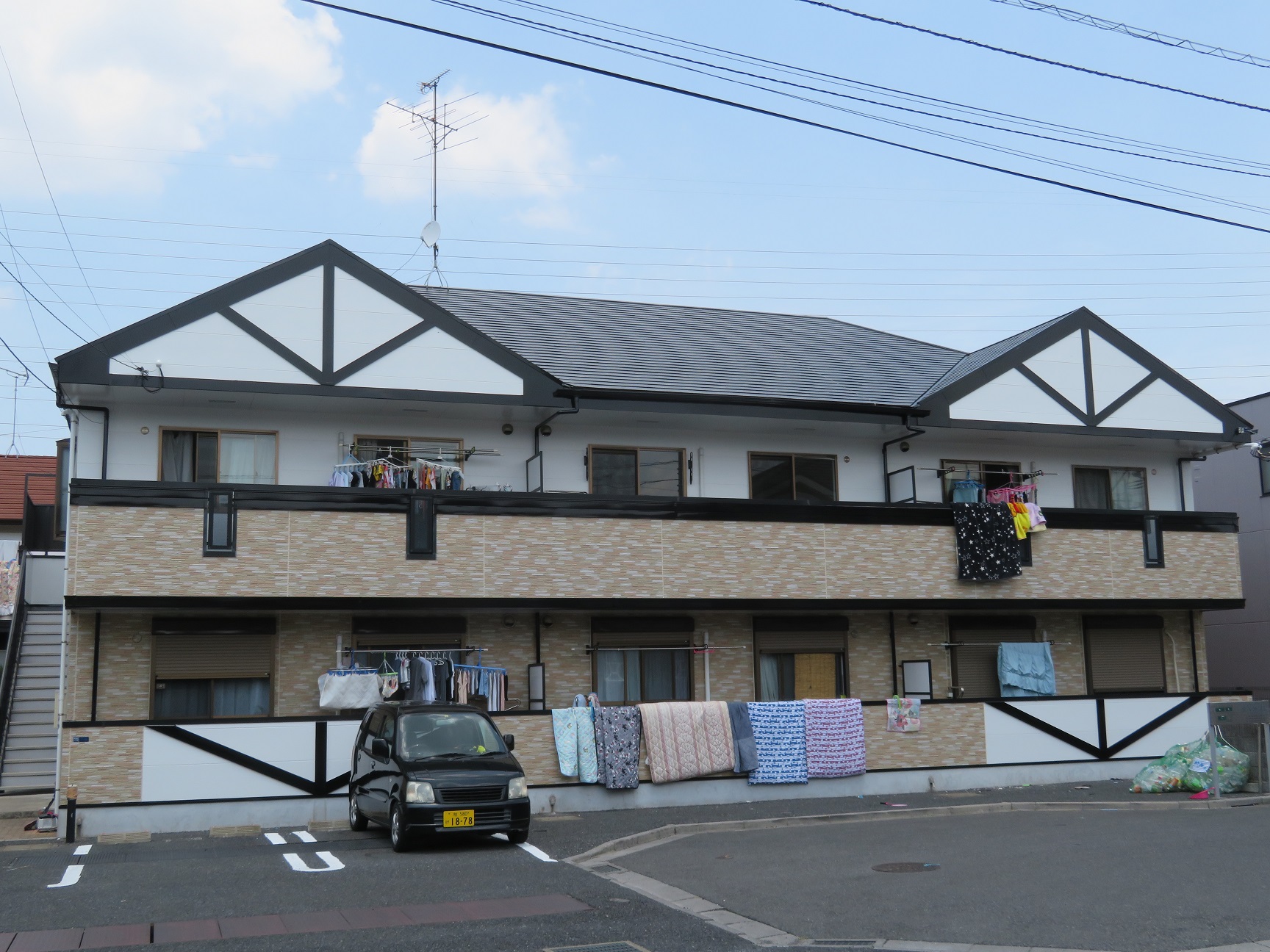 柏市 大東建託のアパートの外壁クリア塗装・塗り替え塗装（3棟同時）
