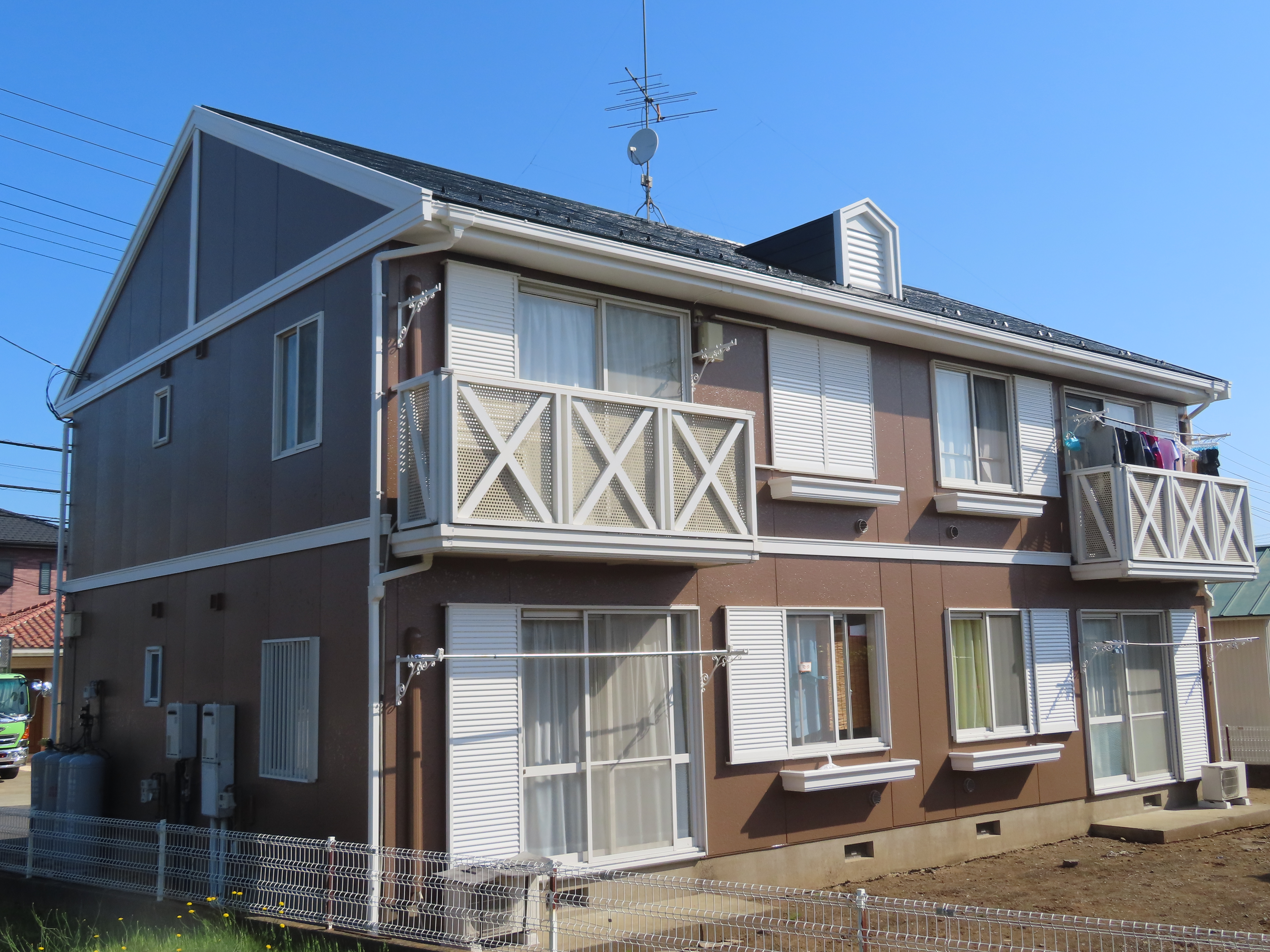 石岡市東光台 積水ハウスのアパートの屋根・外壁塗装