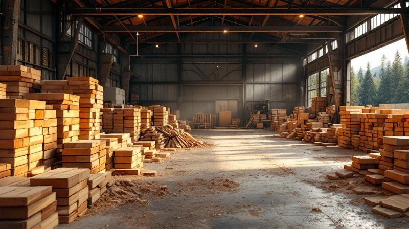 間伐材使い道における工業用チップ（製紙・ボード原料）の出荷基準の様子